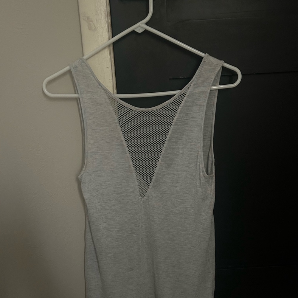 Alo Gray Sleeveless Top with Mesh Detail